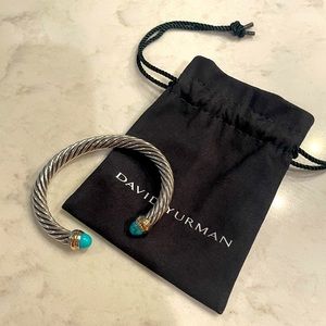 David Yurman Cable Classics Bracelet with Turquoise and Gold - Medium